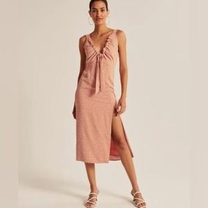Cinch-Front Slip Midi Dress